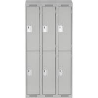 Clean Line Lockers, 2 -tier, Bank of 3, 36" x 18" x 78", Steel, Grey, Rivet (Assembled) Planification Entrepots Molloy
