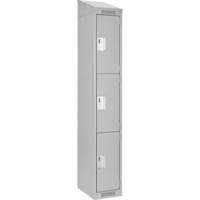 Clean Line Lockers, 3 -tier, 12" x 18" x 78", Steel, Grey, Rivet (Assembled) Planification Entrepots Molloy