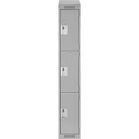 Clean Line Lockers, 3 -tier, 12" x 18" x 78", Steel, Grey, Rivet (Assembled) Planification Entrepots Molloy