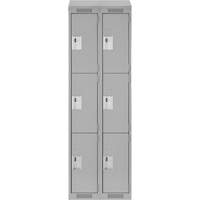 Clean Line Lockers, 3 -tier, Bank of 2, 24" x 18" x 78", Steel, Grey, Rivet (Assembled) Planification Entrepots Molloy