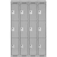 Casiers Clean Line, 3 niveaux, Bloc de 4, 48" x 18" x 78", Acier, Gris, Rivet (assembl&eacute;) Planification Entrepots Molloy