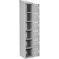 Clean Line Lockerette , 6 -tier, Bank of 4, 48" x 18" x 78", Steel, Grey, Rivet (Assembled) Planification Entrepots Molloy