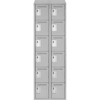 Clean Line Lockerette , 6 -tier, Bank of 2, 24" x 18" x 78", Steel, Grey, Rivet (Assembled) Planification Entrepots Molloy