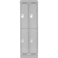 Clean Line Lockers, 2 -tier, Bank of 2, 24" x 18" x 82", Steel, Grey, Rivet (Assembled) Planification Entrepots Molloy