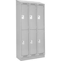 Clean Line Lockers, 2 -tier, Bank of 3, 36" x 18" x 82", Steel, Grey, Rivet (Assembled) Planification Entrepots Molloy