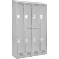 Clean Line Lockers, 2 -tier, Bank of 4, 48" x 18" x 82", Steel, Grey, Rivet (Assembled) Planification Entrepots Molloy