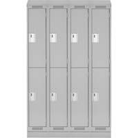 Clean Line Lockers, 2 -tier, Bank of 4, 48" x 18" x 82", Steel, Grey, Rivet (Assembled) Planification Entrepots Molloy