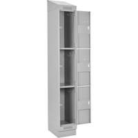 Clean Line Lockers, 3 -tier, Bank of 4, 48" x 18" x 82", Steel, Grey, Rivet (Assembled) Planification Entrepots Molloy