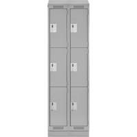 Clean Line Lockers, 3 -tier, Bank of 2, 24" x 18" x 82", Steel, Grey, Rivet (Assembled) Planification Entrepots Molloy