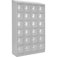 Clean Line Lockerette, 6 -tier, Bank of 4, 48" x 18" x 82", Steel, Grey, Rivet (Assembled) Planification Entrepots Molloy