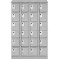 Clean Line Lockerette, 6 -tier, Bank of 4, 48" x 18" x 82", Steel, Grey, Rivet (Assembled) Planification Entrepots Molloy