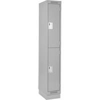 Clean Line Lockers, 2 -tier, 12" x 18" x 76", Steel, Grey, Rivet (Assembled) Planification Entrepots Molloy