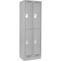 Clean Line Lockers, 2 -tier, Bank of 2, 24" x 18" x 76", Steel, Grey, Rivet (Assembled) Planification Entrepots Molloy