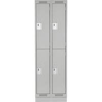 Clean Line Lockers, 2 -tier, Bank of 2, 24" x 18" x 76", Steel, Grey, Rivet (Assembled) Planification Entrepots Molloy
