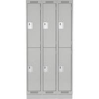 Clean Line Lockers, 2 -tier, Bank of 3, 36" x 18" x 76", Steel, Grey, Rivet (Assembled) Planification Entrepots Molloy