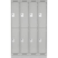 Clean Line Lockers, 2 -tier, Bank of 4, 48" x 18" x 76", Steel, Grey, Rivet (Assembled) Planification Entrepots Molloy