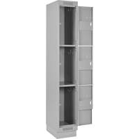 Clean Line Lockers, 3 -tier, Bank of 4, 48" x 18" x 76", Steel, Grey, Rivet (Assembled) Planification Entrepots Molloy