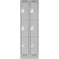 Clean Line Lockers, 3 -tier, Bank of 2, 24" x 18" x 76", Steel, Grey, Rivet (Assembled) Planification Entrepots Molloy