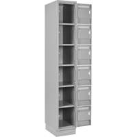 Clean Line Lockerette, 6 -tier, Bank of 4, 48" x 18" x 76", Steel, Grey, Rivet (Assembled) Planification Entrepots Molloy