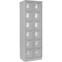 Clean Line Lockerette, 6 -tier, Bank of 2, 24" x 18" x 76", Steel, Grey, Rivet (Assembled) Planification Entrepots Molloy