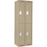 Clean Line Lockers, 2 -tier, Bank of 2, 24" x 18" x 72", Steel, Beige, Rivet (Assembled) Planification Entrepots Molloy