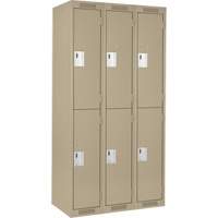 Clean Line Lockers, 2 -tier, Bank of 3, 36" x 18" x 72", Steel, Beige, Rivet (Assembled) Planification Entrepots Molloy