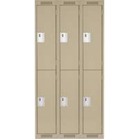 Clean Line Lockers, 2 -tier, Bank of 3, 36" x 18" x 72", Steel, Beige, Rivet (Assembled) Planification Entrepots Molloy