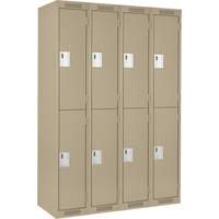 Clean Line Lockers, 2 -tier, Bank of 4, 48" x 18" x 72", Steel, Beige, Rivet (Assembled) Planification Entrepots Molloy