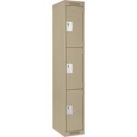 Clean Line Lockers, 3 -tier, 12" x 18" x 72", Steel, Beige, Rivet (Assembled) Planification Entrepots Molloy