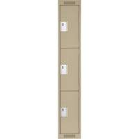 Clean Line Lockers, 3 -tier, 12" x 18" x 72", Steel, Beige, Rivet (Assembled) Planification Entrepots Molloy