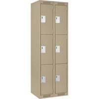 Clean Line Lockers, 3 -tier, Bank of 2, 24" x 18" x 72", Steel, Beige, Rivet (Assembled) Planification Entrepots Molloy