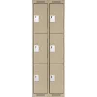 Clean Line Lockers, 3 -tier, Bank of 2, 24" x 18" x 72", Steel, Beige, Rivet (Assembled) Planification Entrepots Molloy