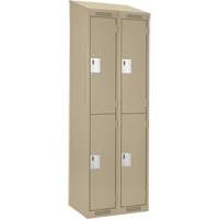 Clean Line Lockers, 2 -tier, Bank of 2, 24" x 18" x 78", Steel, Beige, Rivet (Assembled) Planification Entrepots Molloy