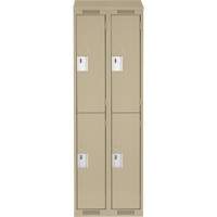 Clean Line Lockers, 2 -tier, Bank of 2, 24" x 18" x 78", Steel, Beige, Rivet (Assembled) Planification Entrepots Molloy