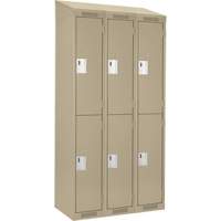 Clean Line Lockers, 2 -tier, Bank of 3, 36" x 18" x 78", Steel, Beige, Rivet (Assembled) Planification Entrepots Molloy
