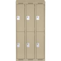 Clean Line Lockers, 2 -tier, Bank of 3, 36" x 18" x 78", Steel, Beige, Rivet (Assembled) Planification Entrepots Molloy