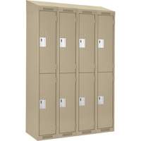 Clean Line Lockers, 2 -tier, Bank of 4, 48" x 18" x 78", Steel, Beige, Rivet (Assembled) Planification Entrepots Molloy