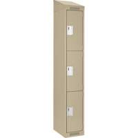 Clean Line Lockers, 3 -tier, 12" x 18" x 78", Steel, Beige, Rivet (Assembled) Planification Entrepots Molloy