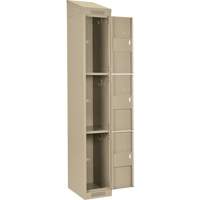 Casiers Clean Line, 3 niveaux, Bloc de 4, 48" x 18" x 78", Acier, Beige, Rivet (assembl&eacute;) Planification Entrepots Molloy