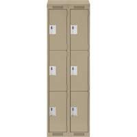 Clean Line Lockers, 3 -tier, Bank of 2, 24" x 18" x 78", Steel, Beige, Rivet (Assembled) Planification Entrepots Molloy