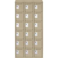 Clean Line Lockerette, 6 -tier, Bank of 3, 36" x 18" x 78", Steel, Beige, Rivet (Assembled) Planification Entrepots Molloy