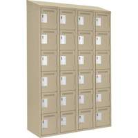 Clean Line Lockerette, 6 -tier, Bank of 4, 48" x 18" x 78", Steel, Beige, Rivet (Assembled) Planification Entrepots Molloy