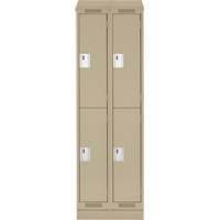 Clean Line Lockers, 2 -tier, Bank of 2, 24" x 18" x 82", Steel, Beige, Rivet (Assembled) Planification Entrepots Molloy