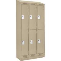 Clean Line Lockers, 2 -tier, Bank of 3, 36" x 18" x 82", Steel, Beige, Rivet (Assembled) Planification Entrepots Molloy