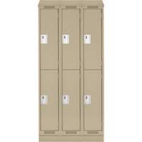 Clean Line Lockers, 2 -tier, Bank of 3, 36" x 18" x 82", Steel, Beige, Rivet (Assembled) Planification Entrepots Molloy