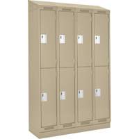 Clean Line Lockers, 2 -tier, Bank of 4, 48" x 18" x 82", Steel, Beige, Rivet (Assembled) Planification Entrepots Molloy