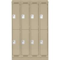 Clean Line Lockers, 2 -tier, Bank of 4, 48" x 18" x 82", Steel, Beige, Rivet (Assembled) Planification Entrepots Molloy