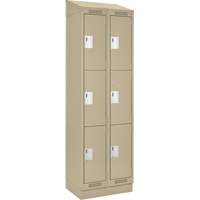 Clean Line Lockers, 3 -tier, Bank of 2, 24" x 18" x 82", Steel, Beige, Rivet (Assembled) Planification Entrepots Molloy