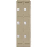 Clean Line Lockers, 3 -tier, Bank of 2, 24" x 18" x 82", Steel, Beige, Rivet (Assembled) Planification Entrepots Molloy