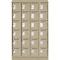 Petits casiers Clean Line, 6 niveaux, Bloc de 4, 48" x 18" x 82", Acier, Beige, Rivet (assembl&eacute;) Planification Entrepots Molloy